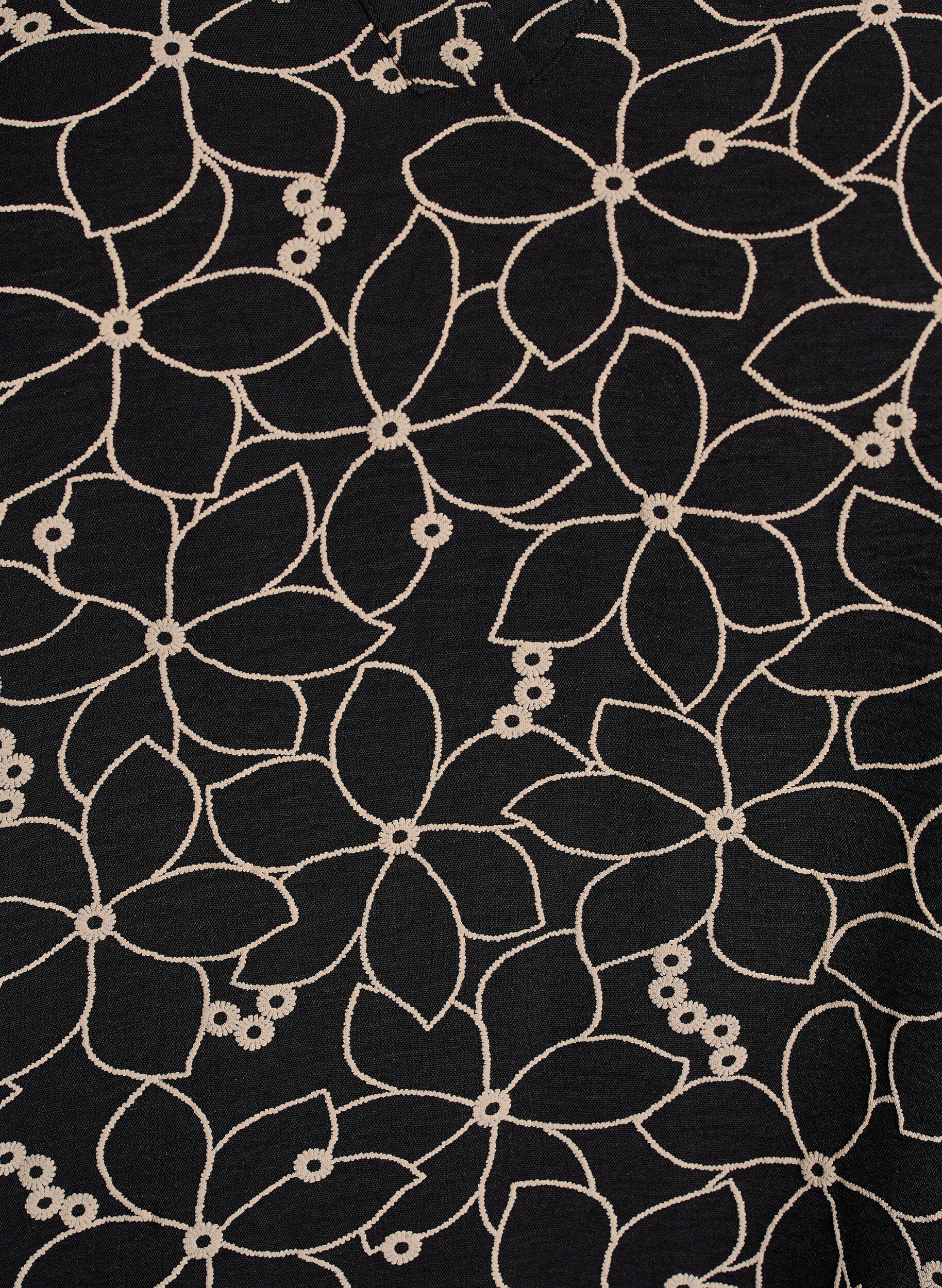 ZizziBlouse met lange mouwen met bloemenborduursel, Zwart, Packshot image number 2