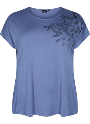 T-shirt à manches courtes en viscose avec imprimé floral, Coastal Fjord Flower, Packshot image number 0