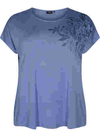 Viscose t-shirt met korte mouwen en bloemenprint