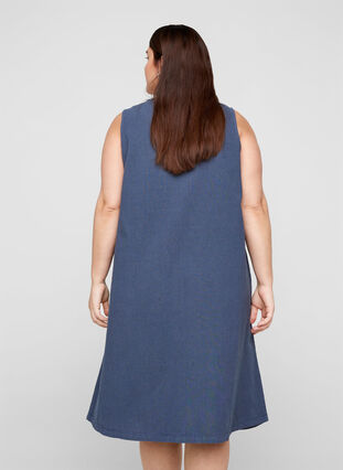 Mouwloze katoenen jurk met a-lijn, Vintage Indigo, Model image number 1