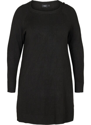 Robe en tricot manches longues et col rond, Black, Packshot image number 0