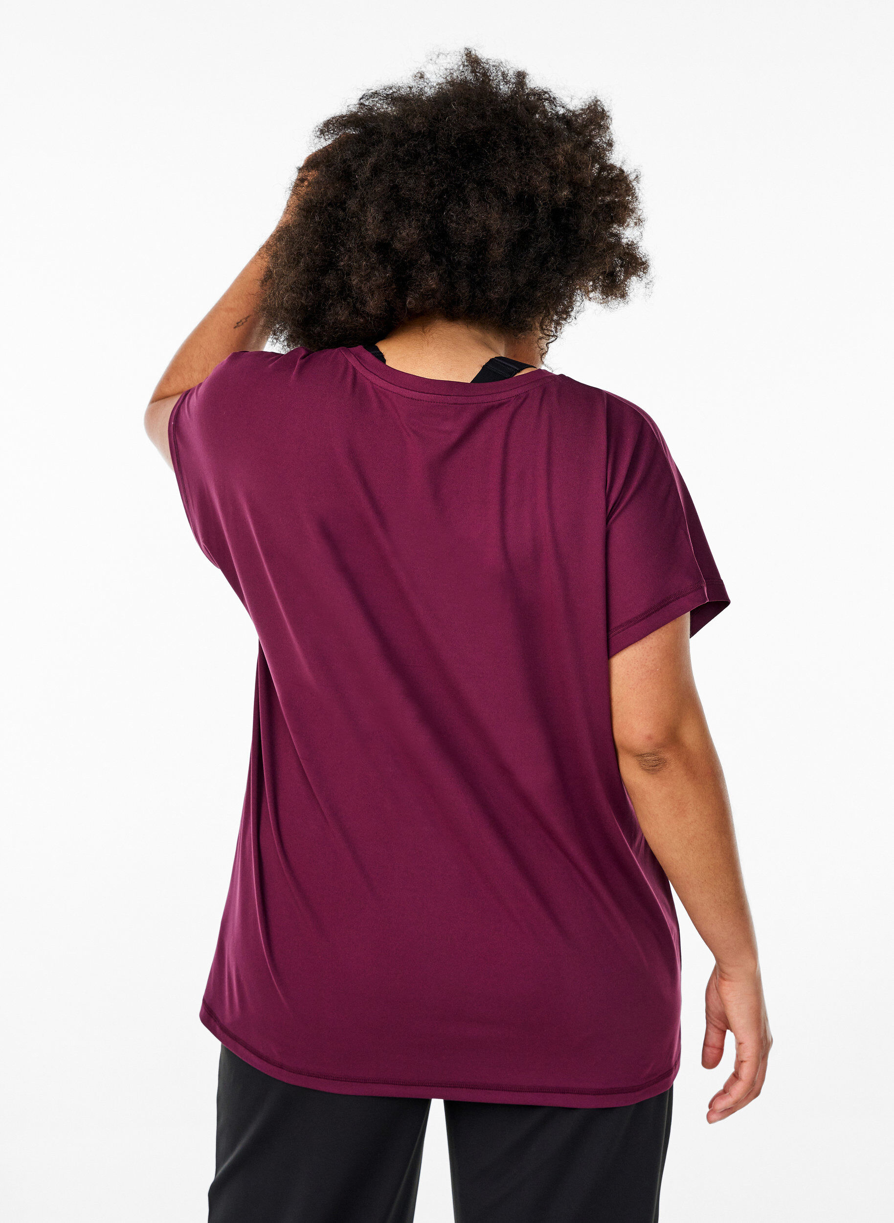 ZizziLosvallend trainings-T-shirt met V-hals, Rood, Model image number 2