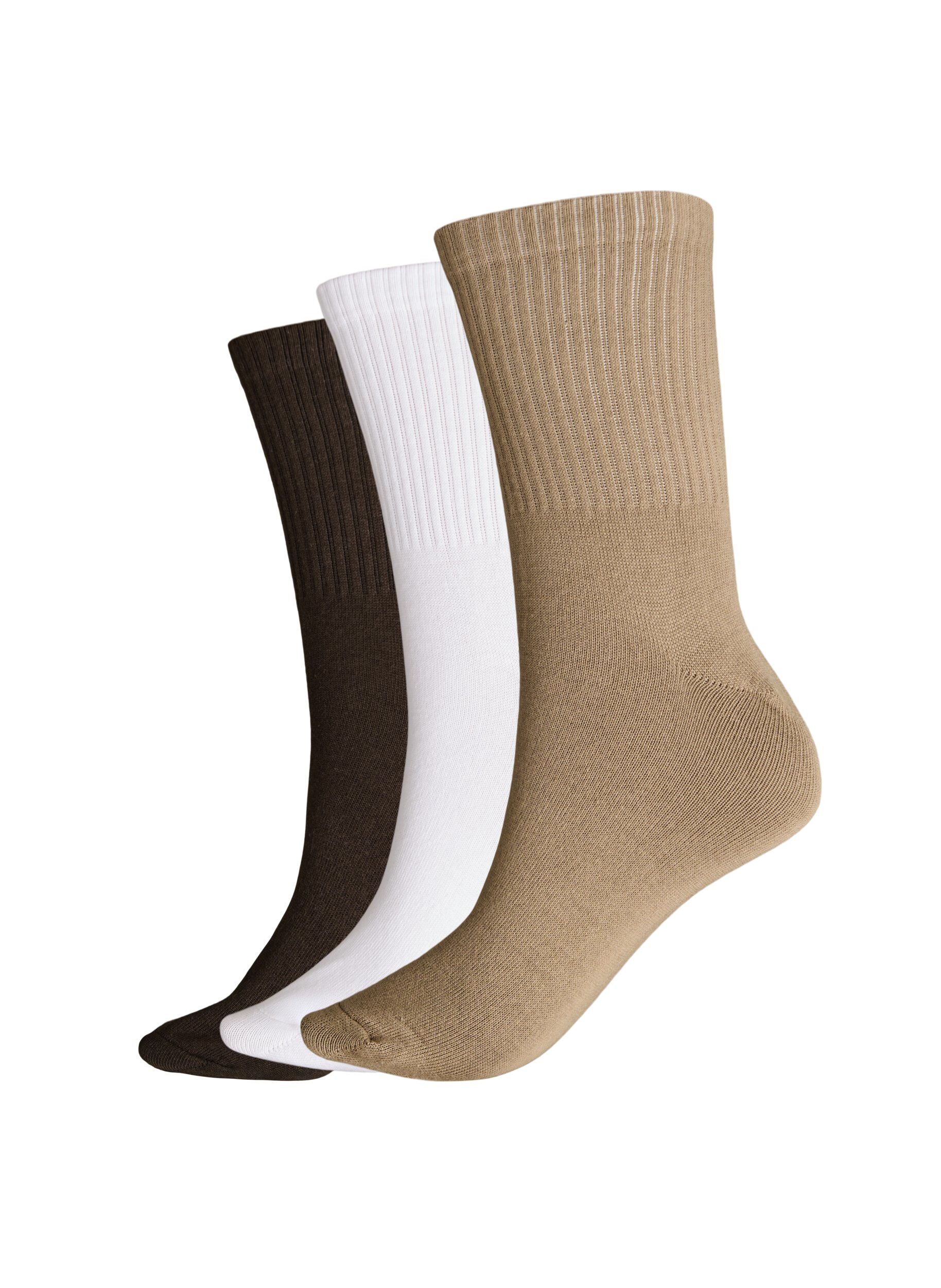 Zizzi3-pack sportsokken met logo, Bruin, Packshot image number 1