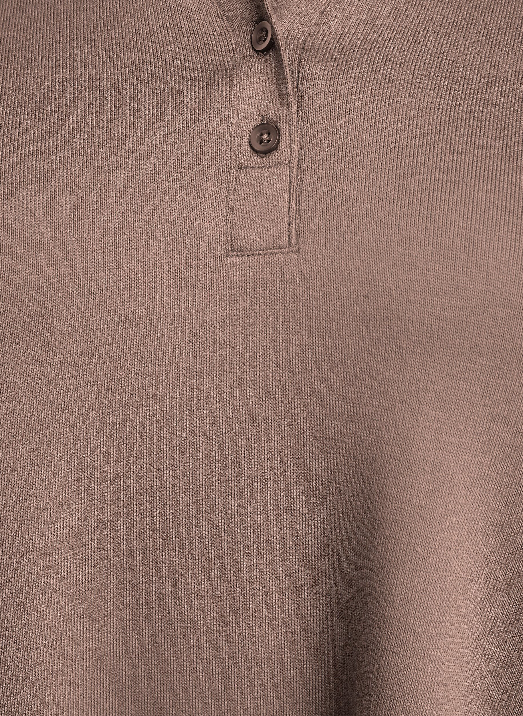 ZizziJerseyblouse met lange mouwen en kraag, Bruin, Packshot image number 2