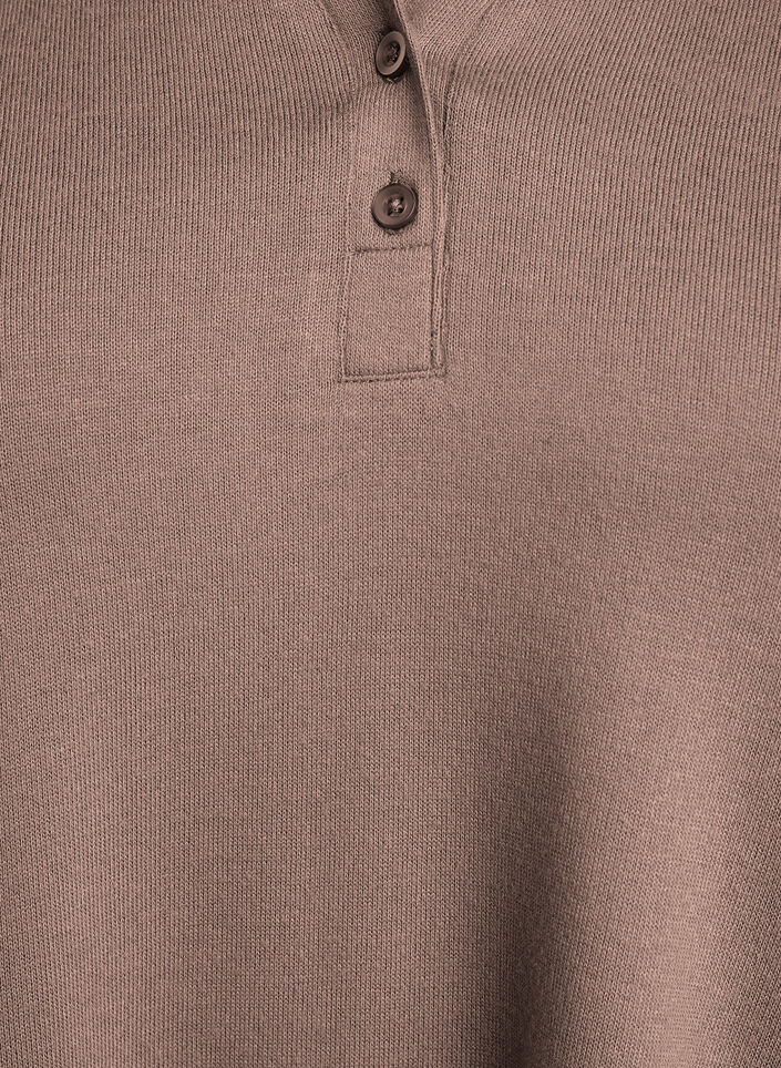 Jerseyblouse met lange mouwen en kraag, Bruin, Packshot image number 2