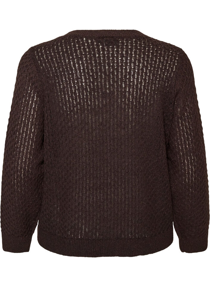Blouse en maille avec motif ajour&eacute; textur&eacute;, Marron, Packshot image number 1