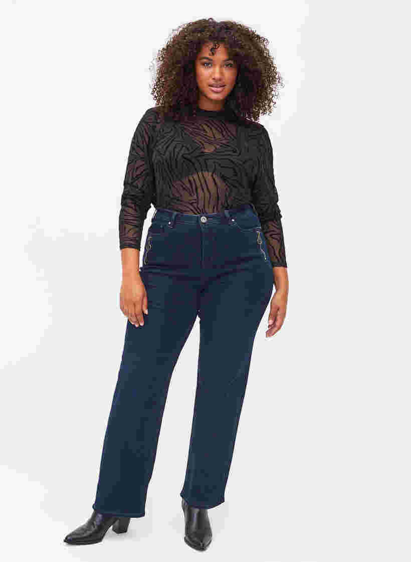 Regular fit Gemma jeans met hoge taille, Dark blue, Model image number 0