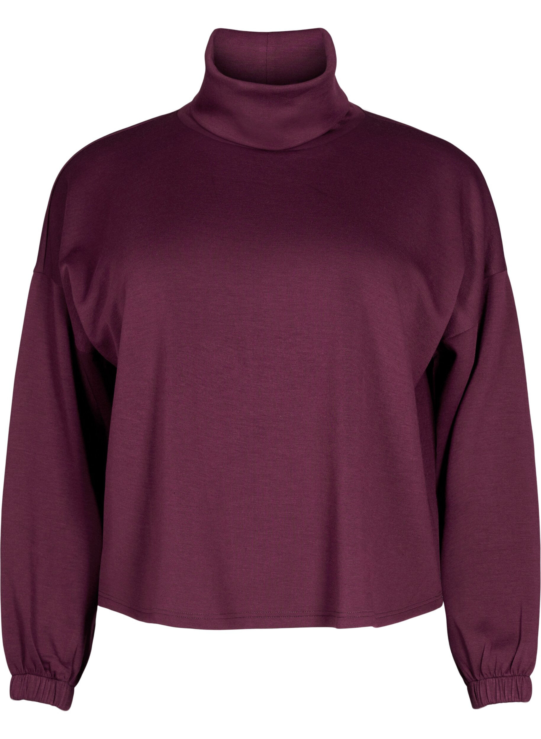 ZizziBlouse met turtleneck in modalmix, Donker Bordeaux, Packshot image number 0