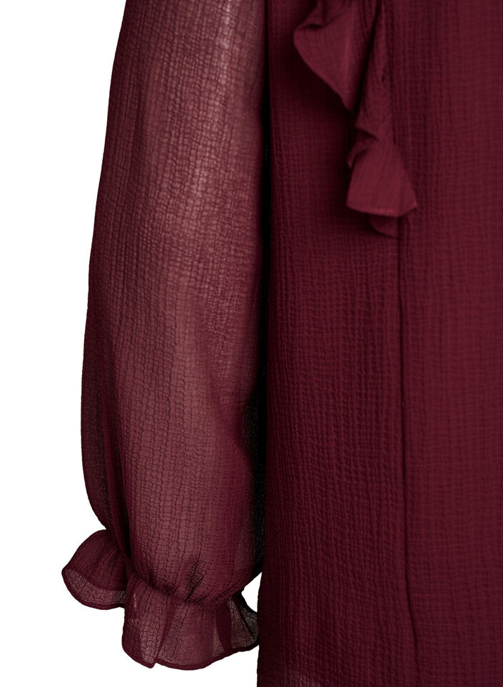 Transparante blouse met ruches en striksluiting, Rood, Packshot image number 3
