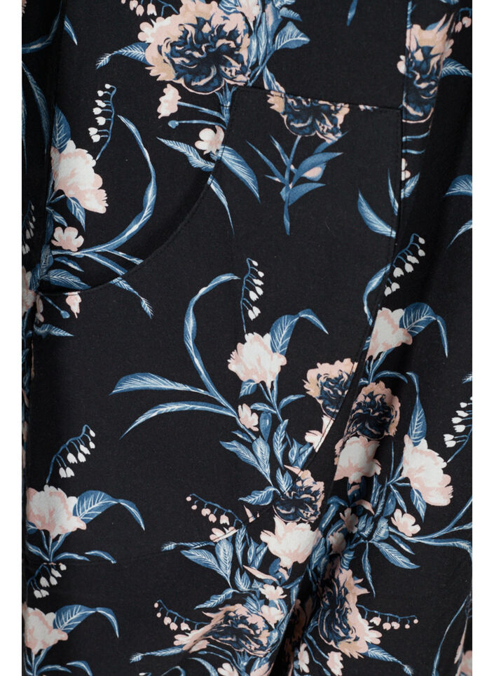 Katoenen jurk met korte mouwen en print, Blauw, Packshot image number 3