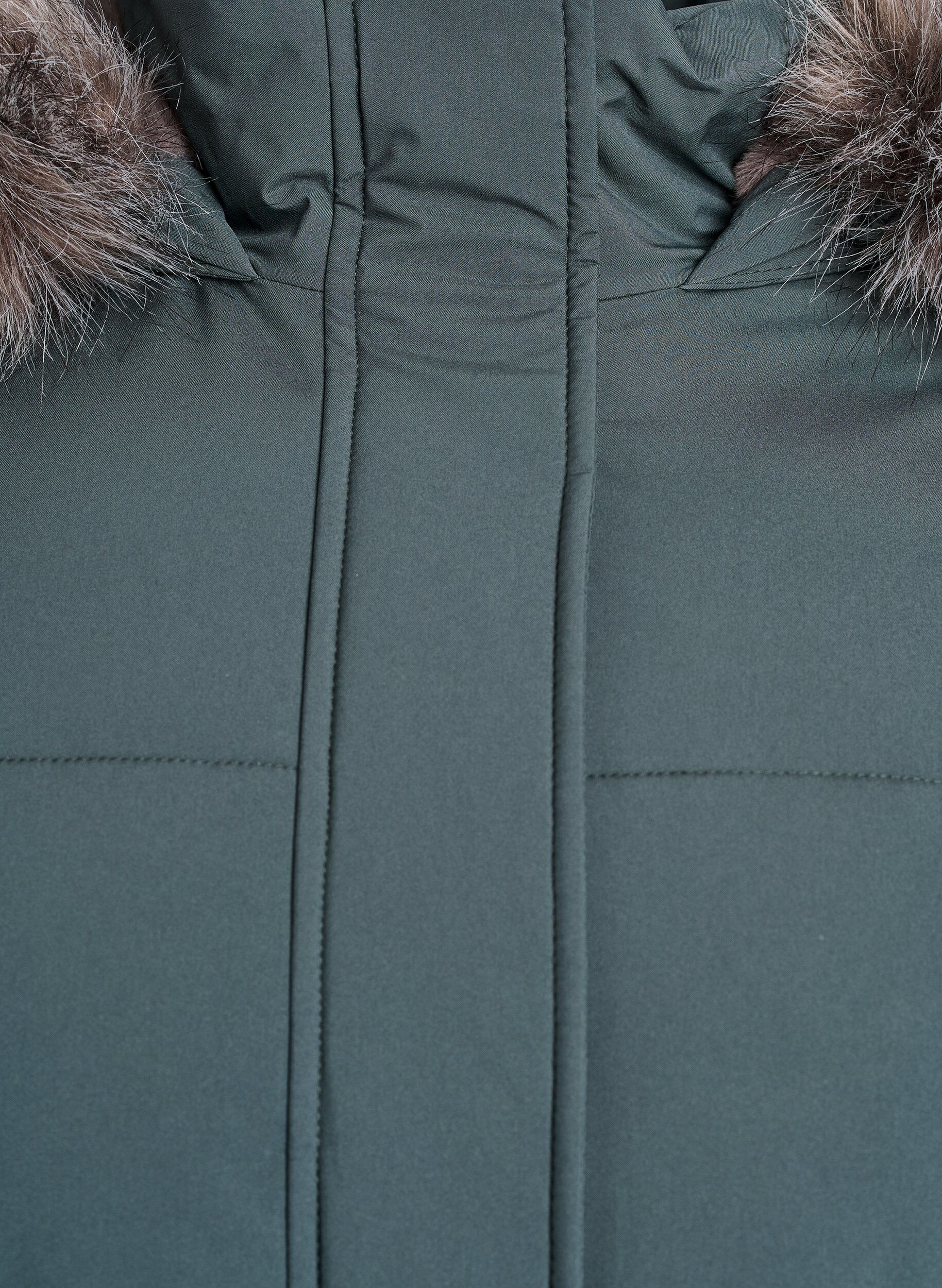 Zizzi Parka d&eacute;perlante avec col en fausse fourrure, Vert fonc&eacute;, Packshot image number 2