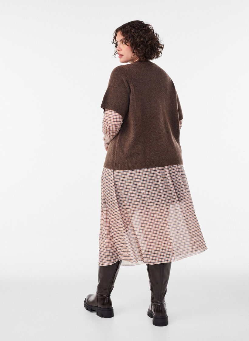 Gecontroleerde mesh midi-rok, Beige, Model image number 1