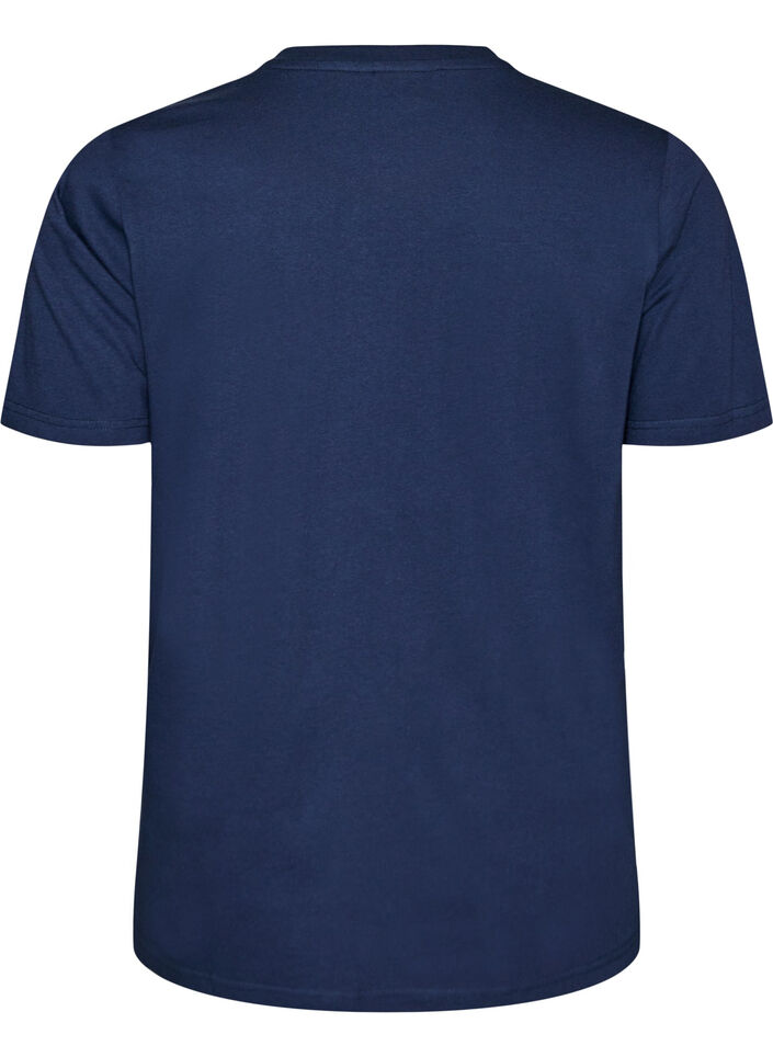 T-shirt en coton biologique avec broderie ajour&eacute;e, Bleu, Packshot image number 1