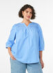 Blouse met smock en 3/4 mouwen, Blauw, Model image number 0