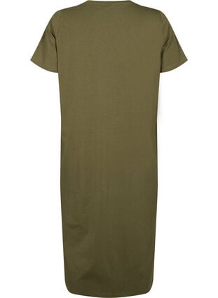 Katoenen jurk met korte mouwen en split, Ivy Green, Packshot image number 1