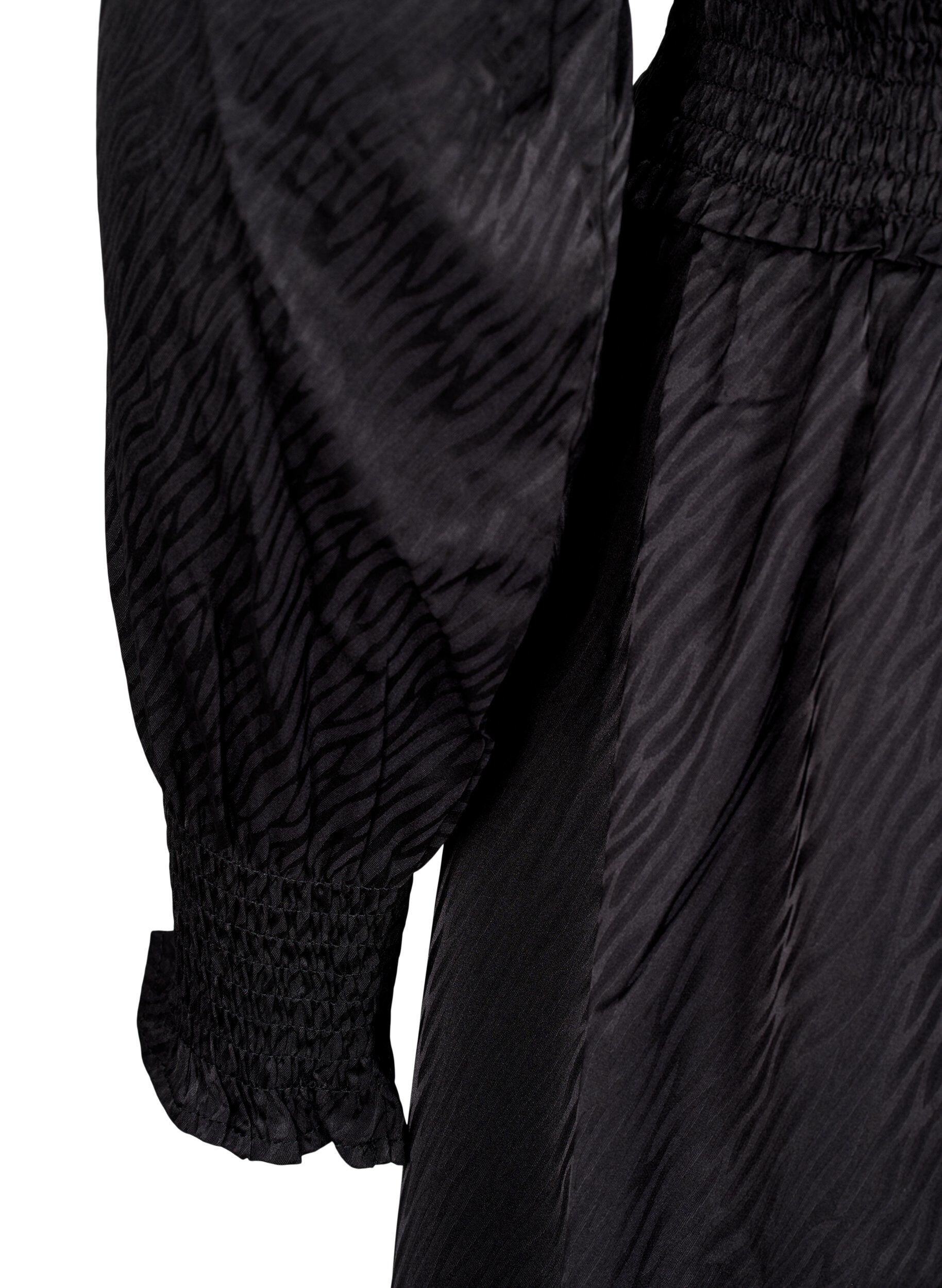 ZizziKorte jurk met smockdetails, Zwart, Packshot image number 3