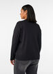Jersey blouse met een diagonale ruchesdetail, Zwart, Model image number 2