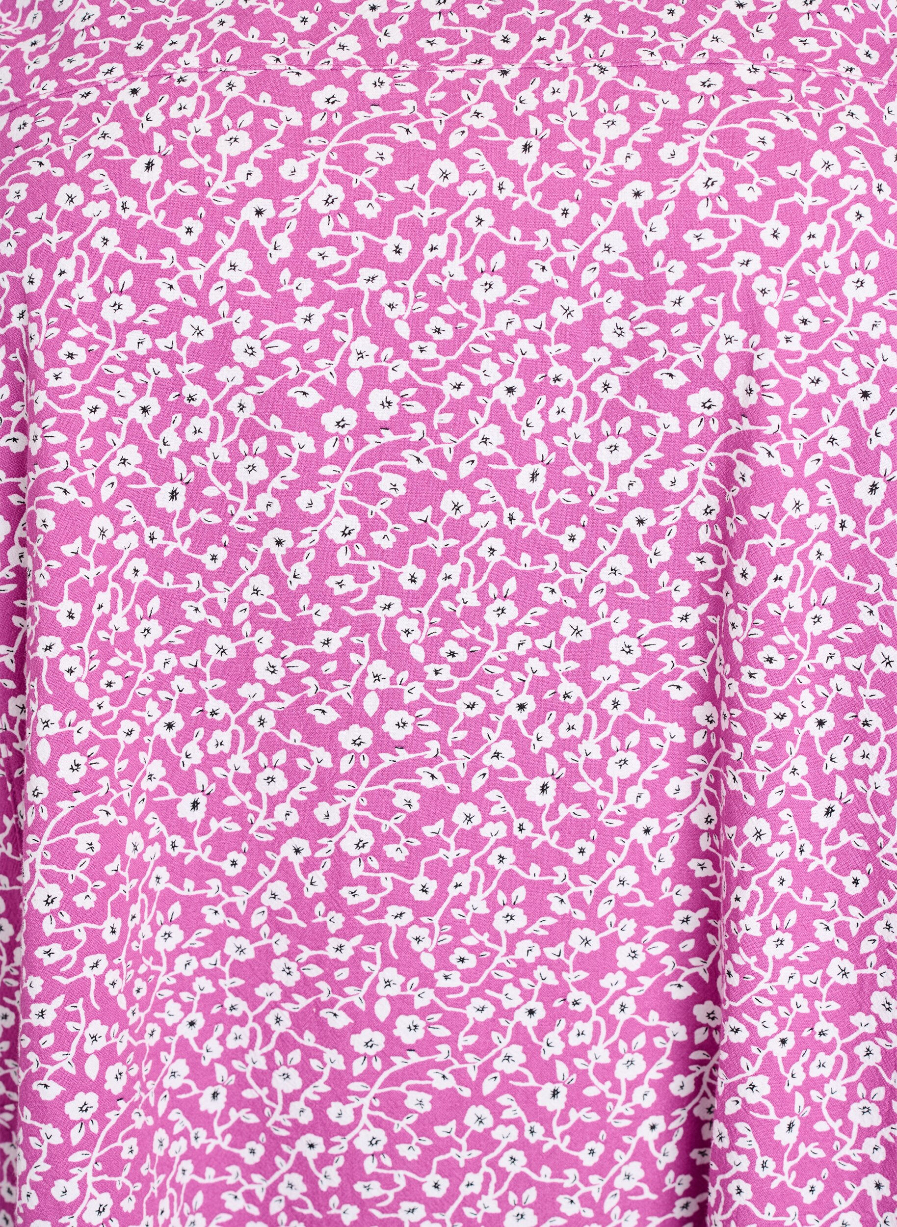 ZizziKorte katoenen jurk met 3/4-mouwen en zakken, Paars, Packshot image number 2