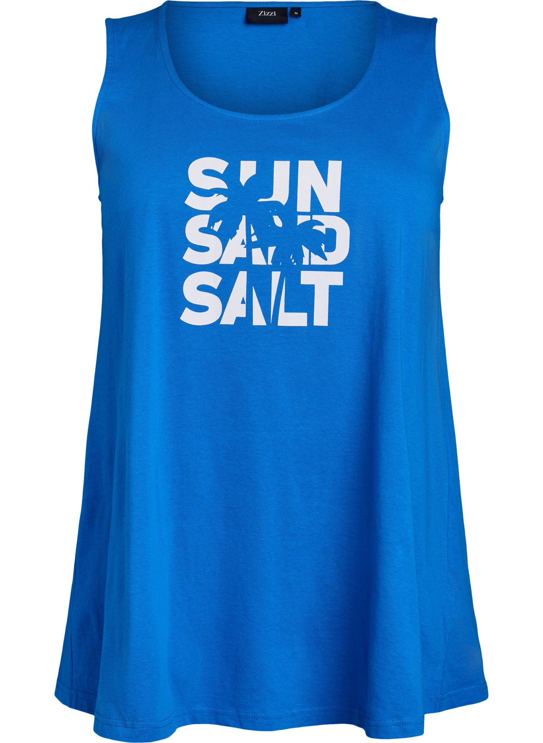 ZizziKatoenen top met a-vorm, Blauw, Packshot image number 0