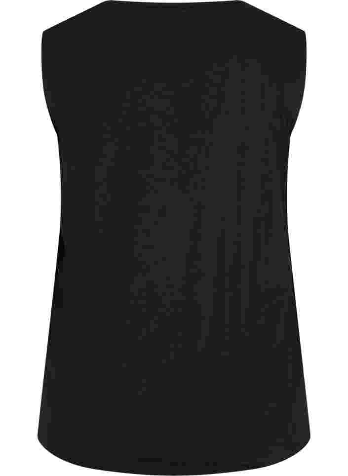 Top met v-hals en kruisdetails, Black, Packshot image number 1