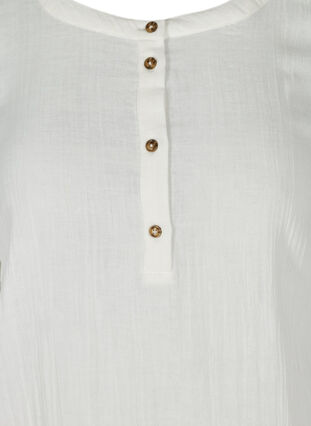 Robe en coton avec boutons et manches 3/4, Bright White, Packshot image number 2