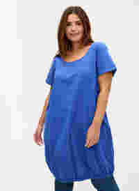Katoenen jurk met korte mouwen, Dazzling Blue, Model