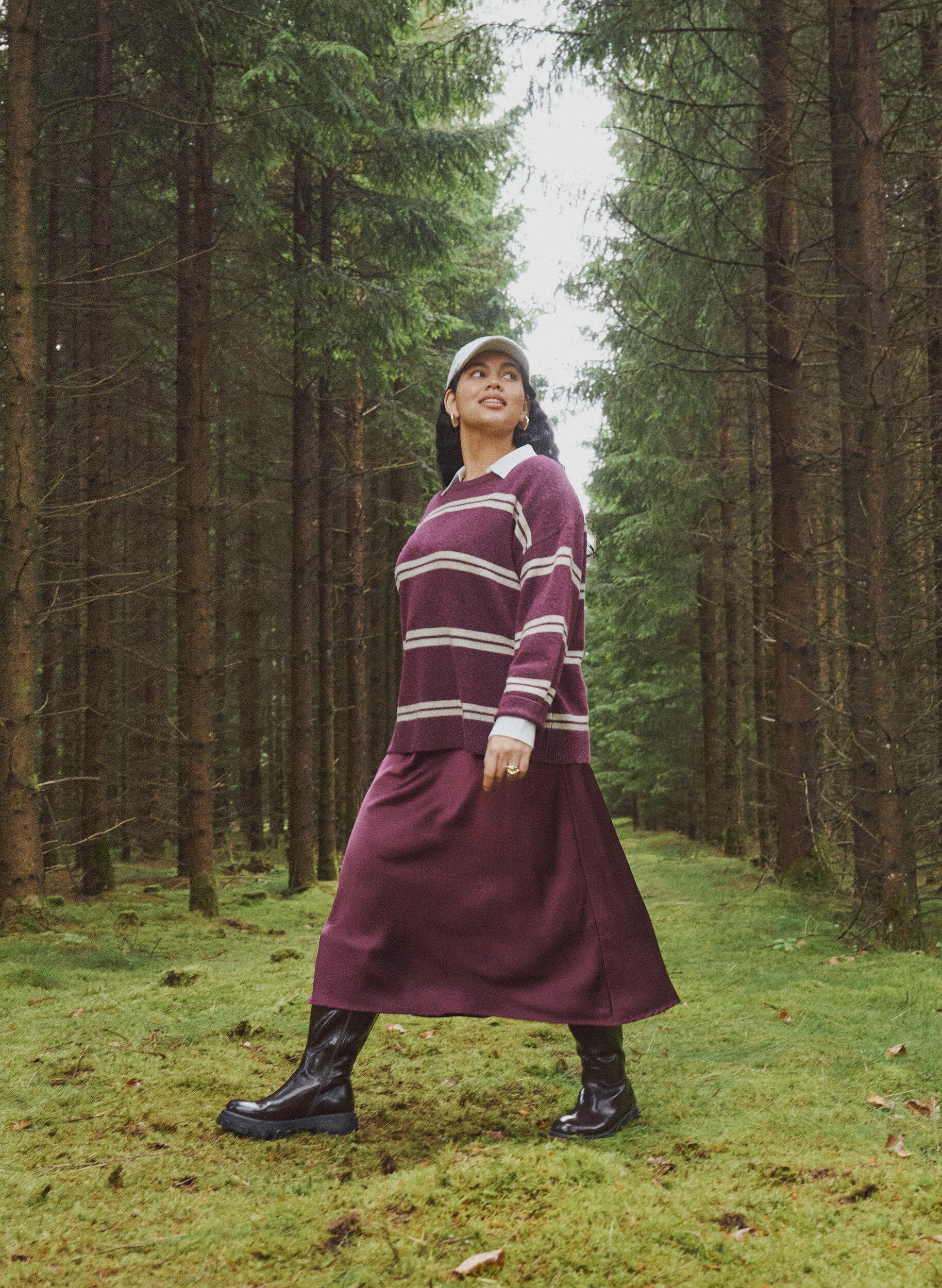 ZizziJupe midi en satin, Bordeaux, Image image number 0