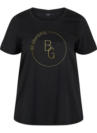 T-shirt met korte mouwen en opdruk, Black BG, Packshot image number 0