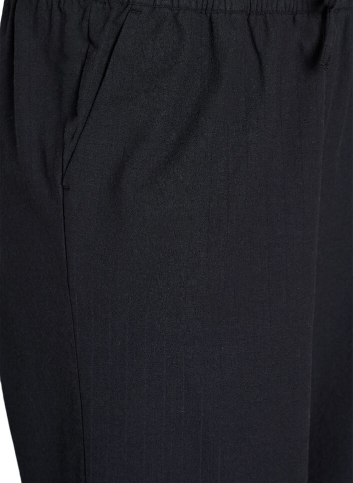 Losse broek met hoge taille en zakken, Zwart, Packshot image number 2