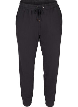 Pantalon de jogging ample en 100% coton, Black, Packshot image number 0