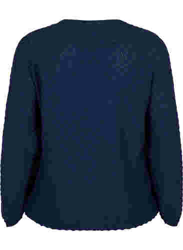 Gebreide top met patroon en v-halslijn, Navy Blazer, Packshot image number 1