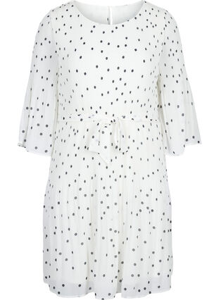 Robe plissée imprimée avec lien à nouer, Bright White w. Dots, Packshot image number 0