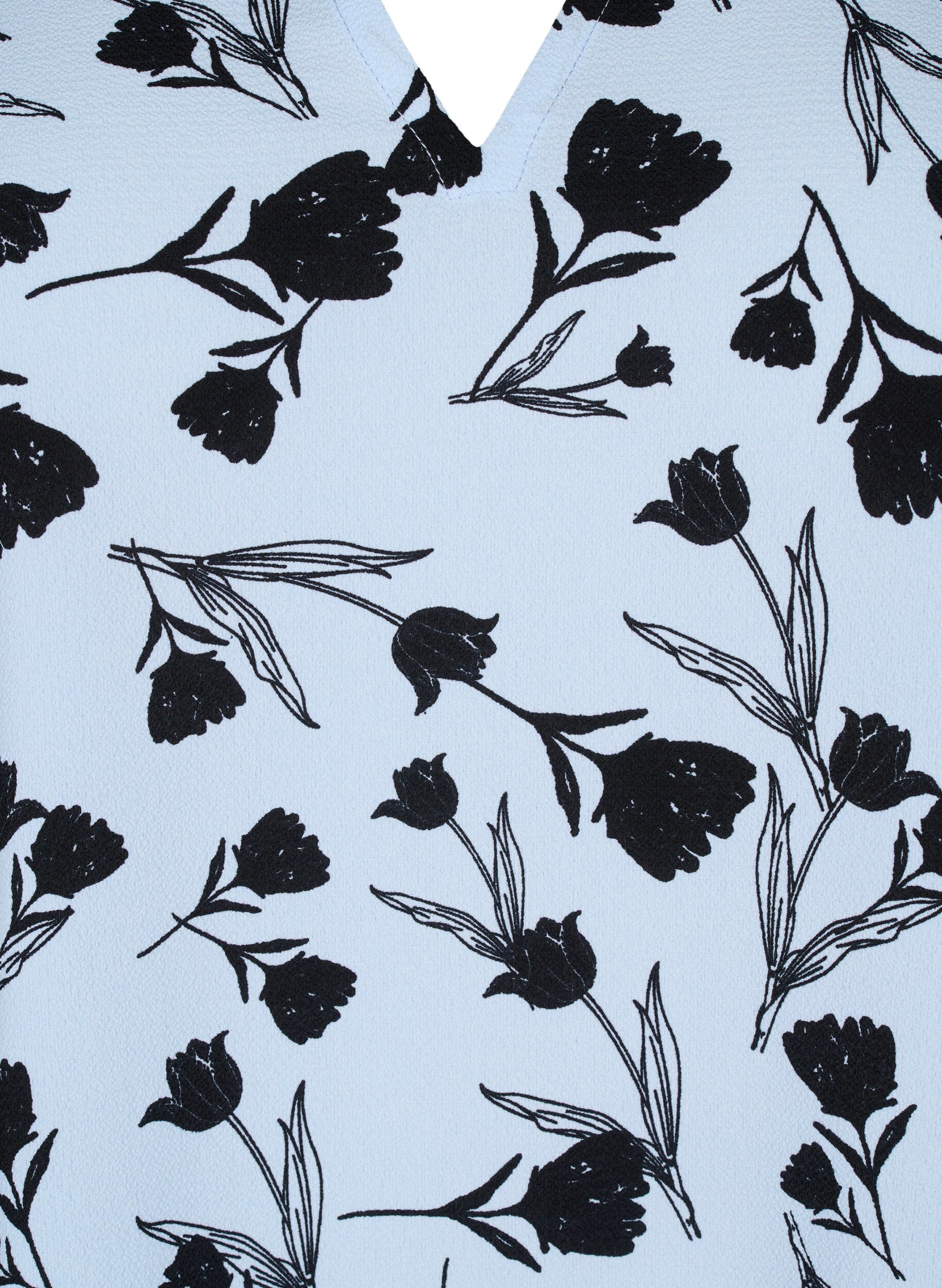 Zizzi Blouse met V-hals en bloemenprint, Cashmere Blue Flower, Packshot image number 2