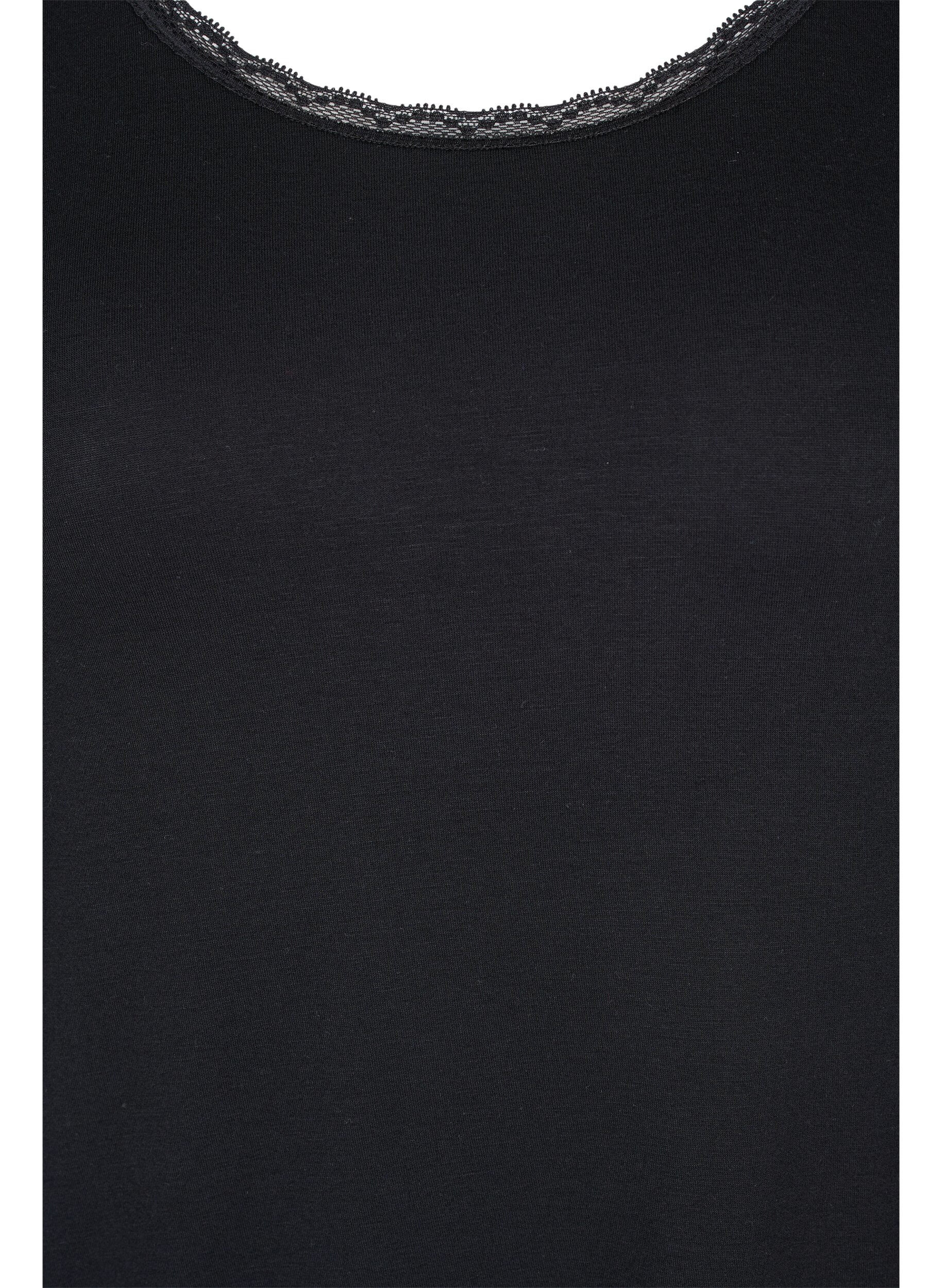 ZizziNachthemd met korte mouwen in viscose, Black, Packshot image number 2