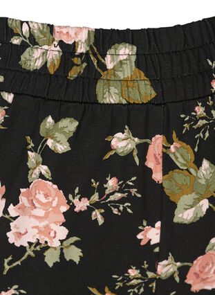 Bas de pyjama fleuri en coton, Black w. Flower, Packshot image number 2