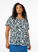 Viscose blouse met korte mouwen en print, Groen, Model image number 0