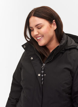 Veste d'hiver avec capuche amovible et poches, Black, Model image number 3