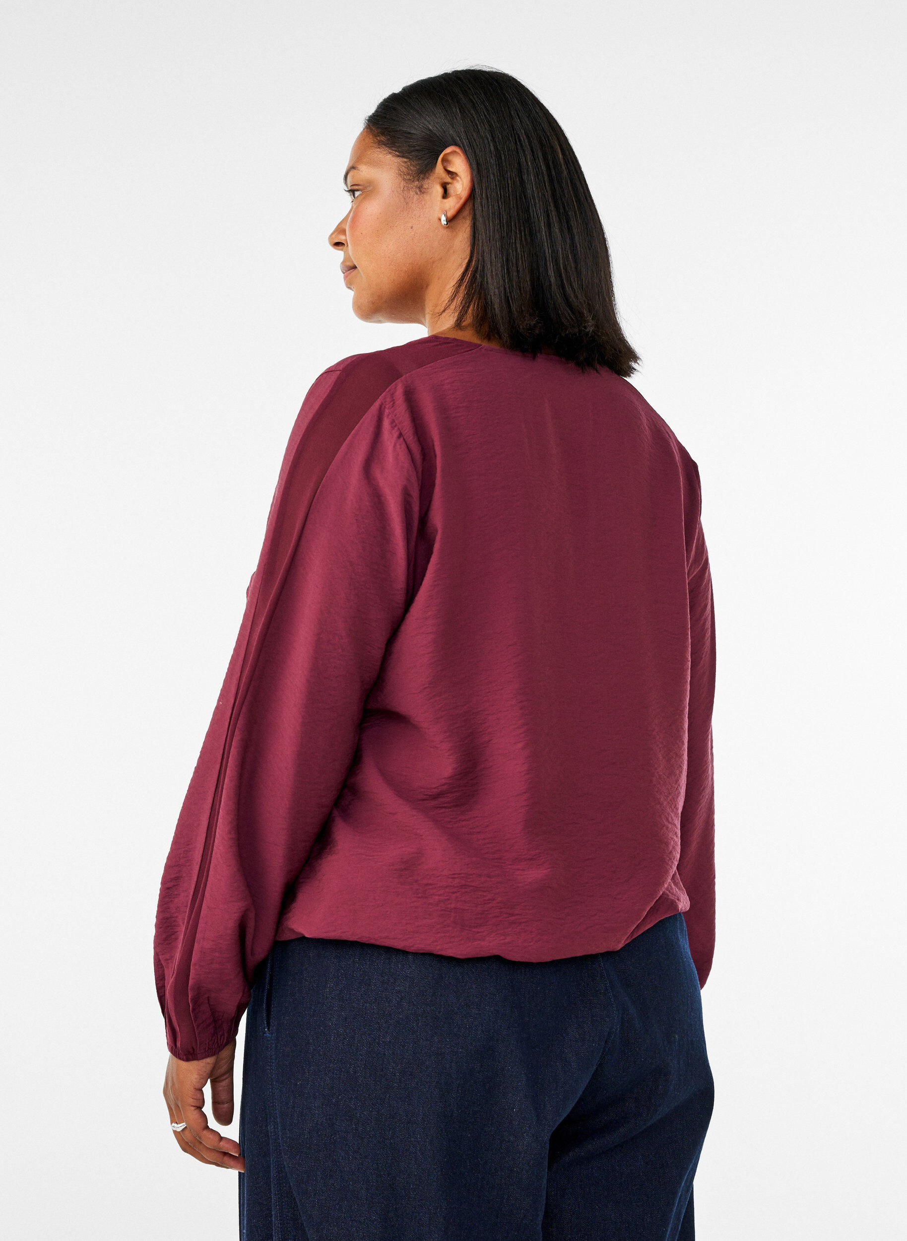 ZizziBlouse met balloneffect en chiffondetails, Rood, Model image number 2