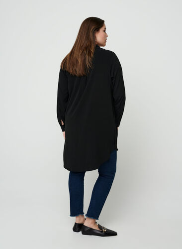 Lange transparante blouse, Black, Model image number 1