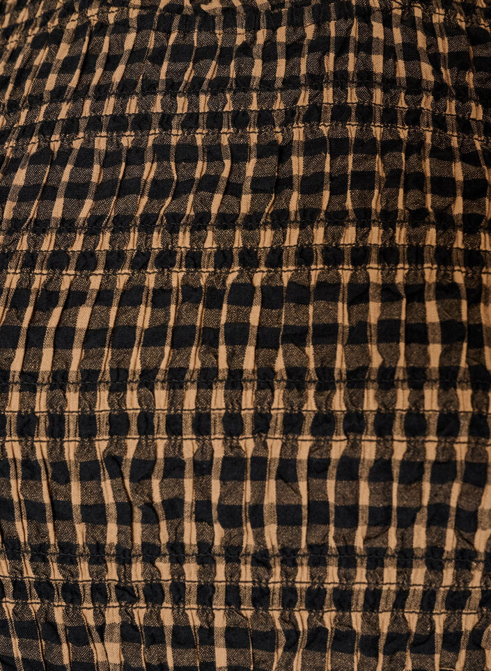 Blouse &agrave; carreaux avec smocks et basque, Marron, Packshot image number 2