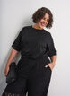 T-shirt avec strass et col rond, Noir, Model image number 0