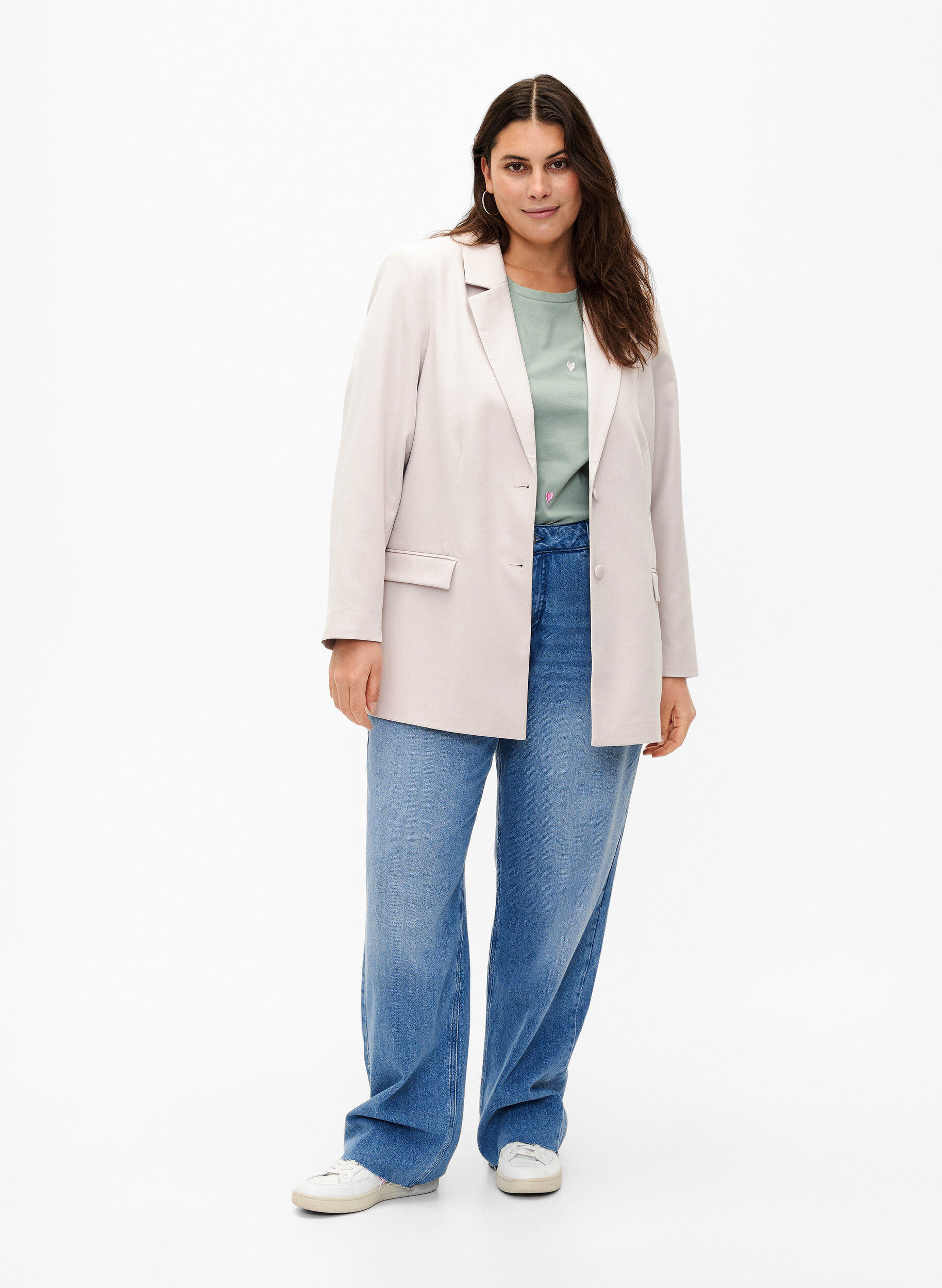 ZizziKlassieke blazer met knoopsluiting, Pumice Stone, Model image number 2