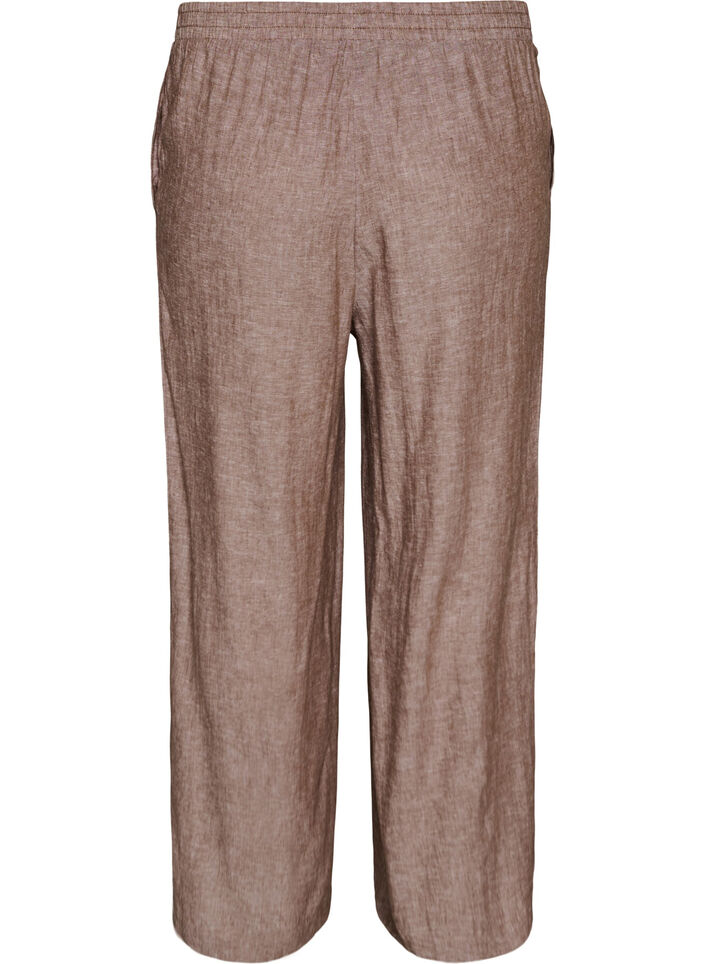 Pantalon large en lin et viscose, Marron, Packshot