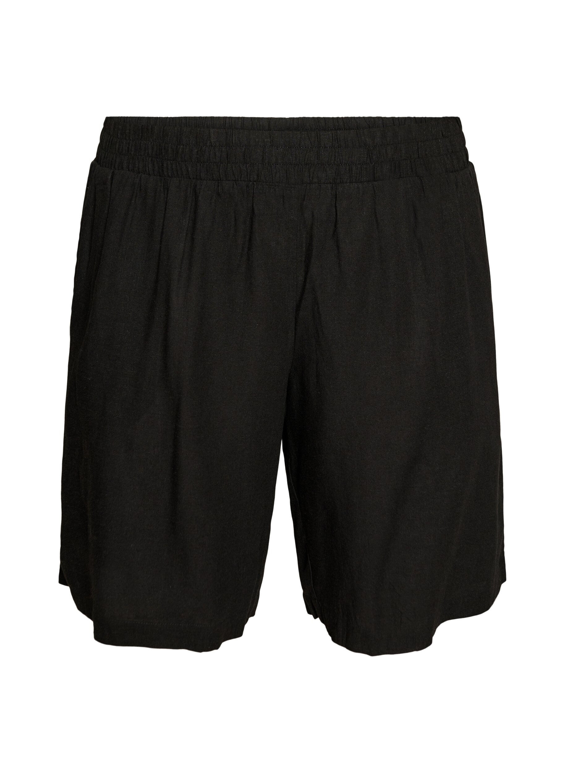 ZizziShorts met hoge taille in linnen en viscose, Zwart, Packshot image number 0