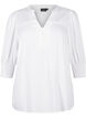 Viscose blouse met smok en ruches, Bright White, Packshot image number 0