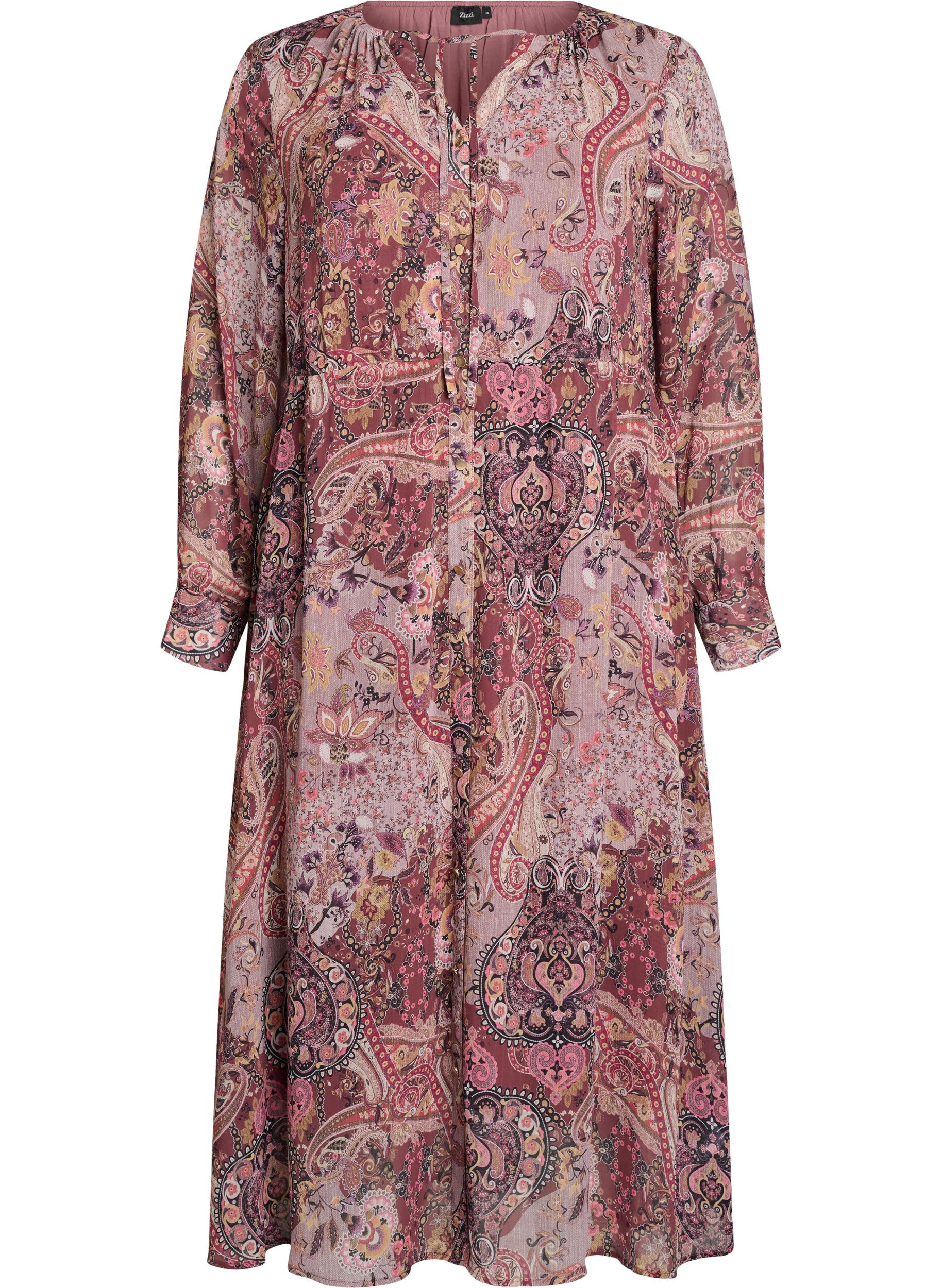 ZizziRobe midi &agrave; imprim&eacute; cachemire et taille &eacute;lastique, Violet, Packshot image number 0