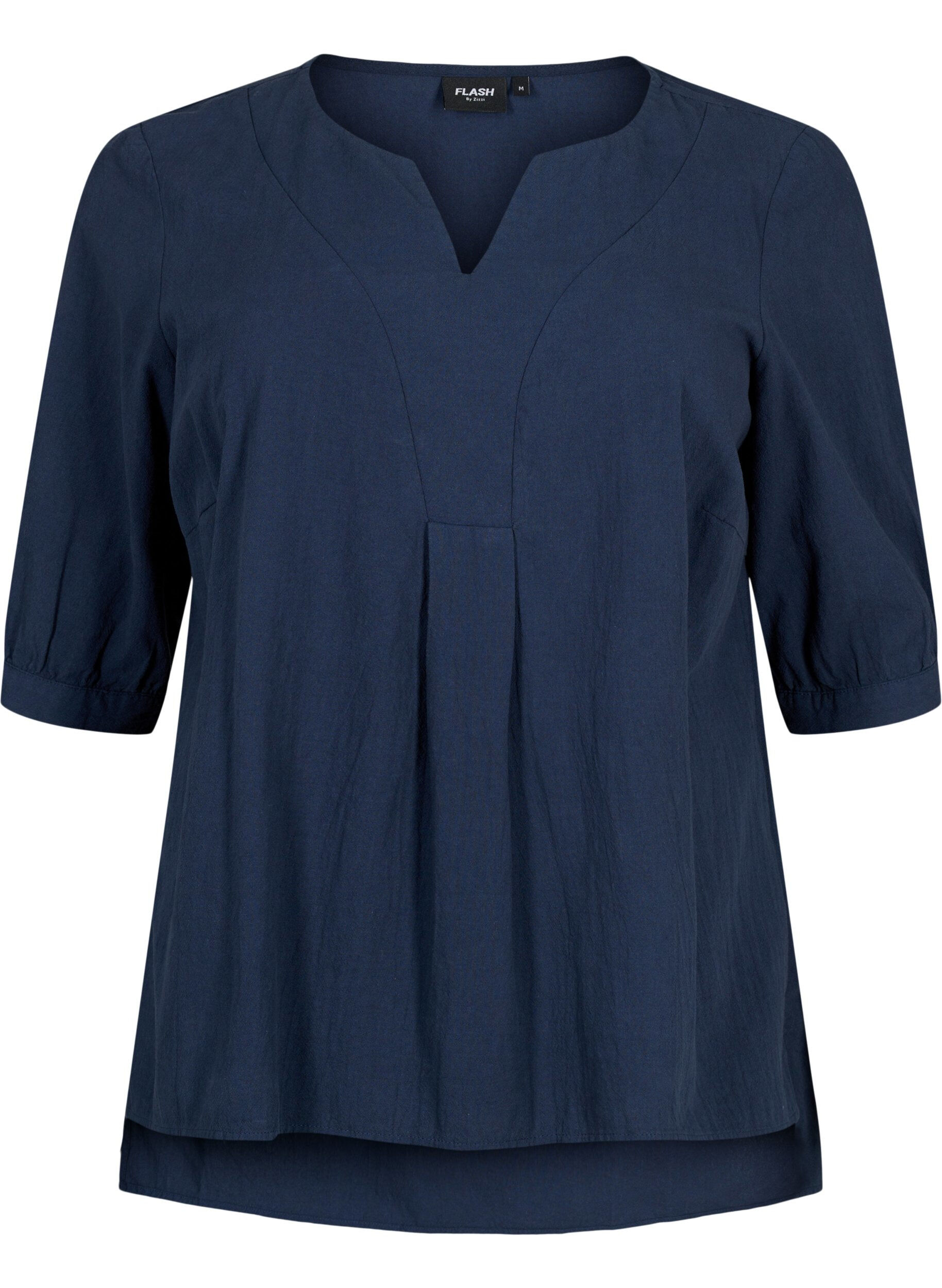 Zizzi FLASH - Blouse en coton &agrave; manches mi-longues, Navy Blazer, Packshot image number 0
