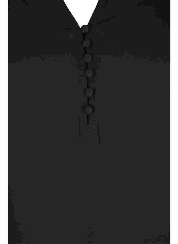 Blouse met lange mouwen en v-hals, Black, Packshot image number 1