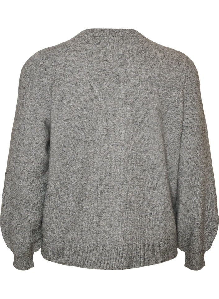 Cardigan in zacht breisel met goudkleurige knopen, Grijs, Packshot image number 1