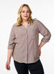 Linnen en viscose shirt met 3/4 mouwen, Bruin, Model image number 0